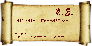 Mándity Erzsébet névjegykártya